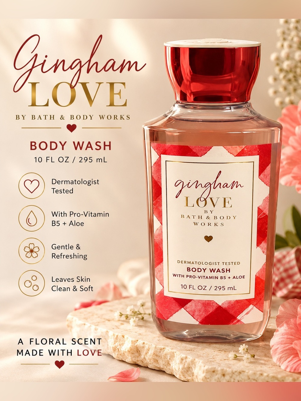 Bath & Body Works Gingham Love Body Wash Red White - OS